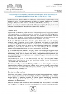 Forthcoming Grand Chamber judgment in the case of Mocanu and others v. Romania-12.09.2014-page-001